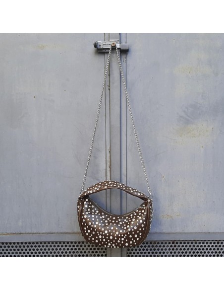 Borsa full-strass marrone
