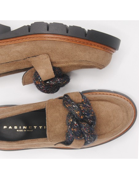 Pasinetti mocassino scamosciato taupe