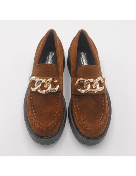 Dreenas Mocassino in vera pelle scamosciata cuoio