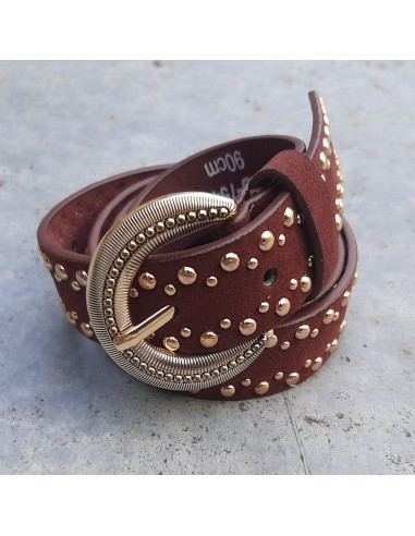 Cintura scamosciata con borchie bordeaux