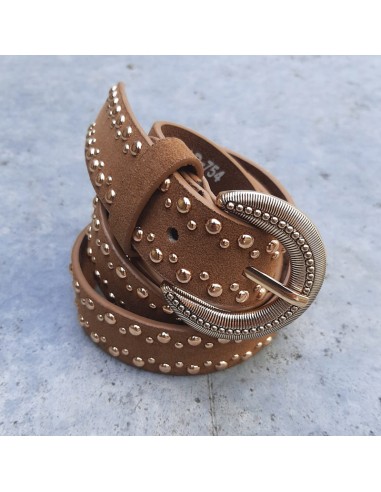 Cintura scamosciata cuoio con borchie Cintura scamosciata cuoio con borchie