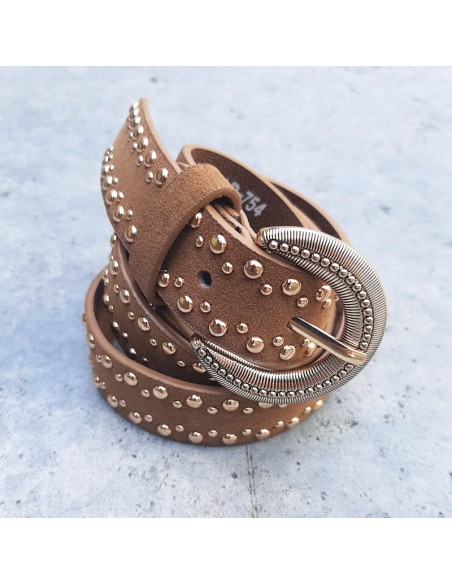 Cintura camoscio tortora con borchie