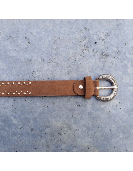 Cintura camoscio tortora con borchie