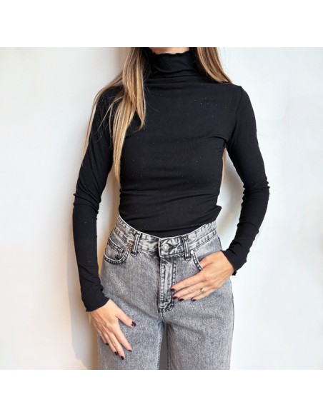 Lumina dolcevita nero con strass