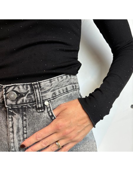 Lumina dolcevita nero con strass