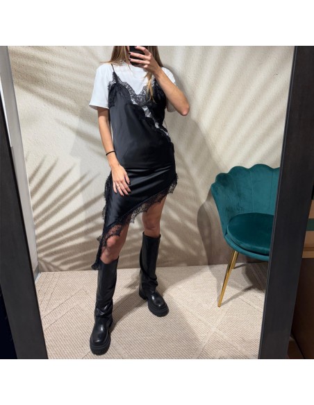 Abito/sottoveste con pizzo nero