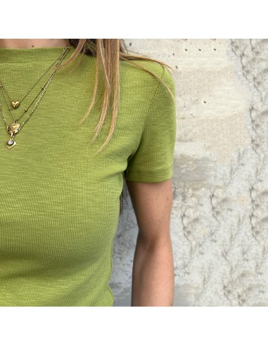Lumina t-shirt a costine verde