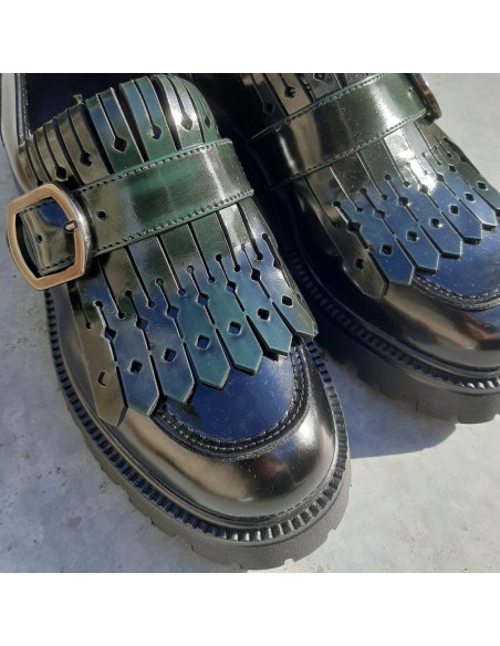 Pasinetti mocassino verdone con frange