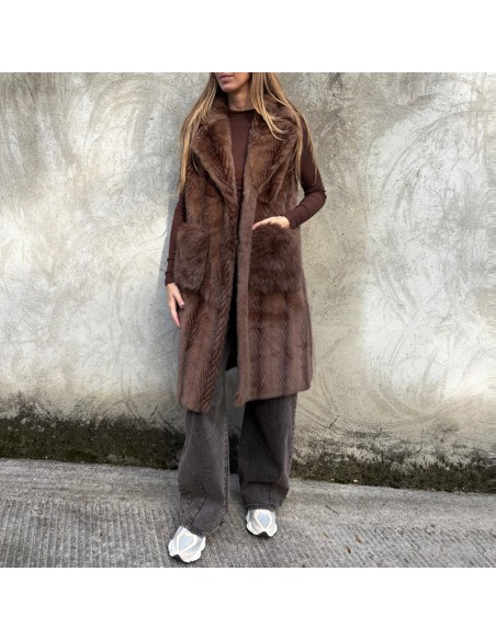 Gilet in ecopelliccia visone