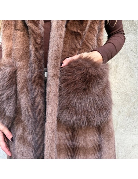 Gilet in ecopelliccia visone