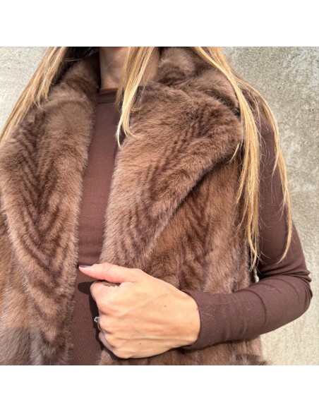 Gilet in ecopelliccia visone