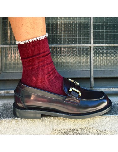 Calzino con ricamo bordeaux