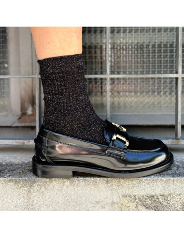 Calzini lurex a costine nero