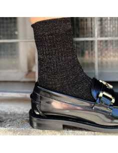 Calzini lurex a costine nero 2