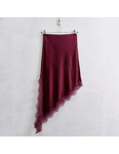 Lumina gonna satin asimmetrica bordeaux