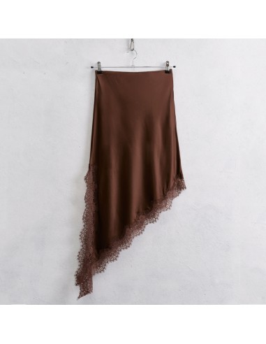 Lumina gonna satin asimmetrica marrone