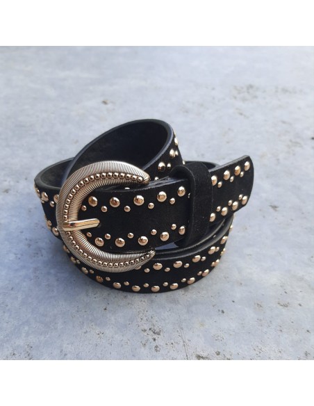 Cintura camoscio nera con borchie