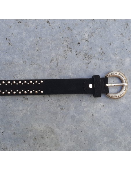Cintura camoscio nera con borchie