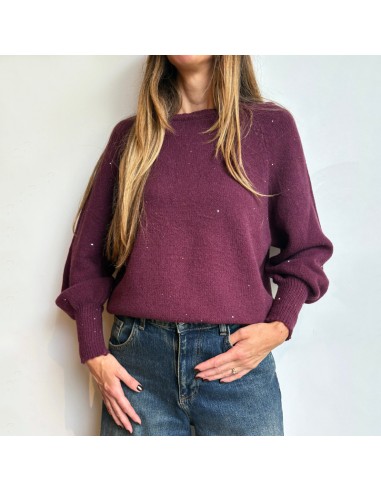 Susi Mix Maglione bordeaux con micro-paillettes