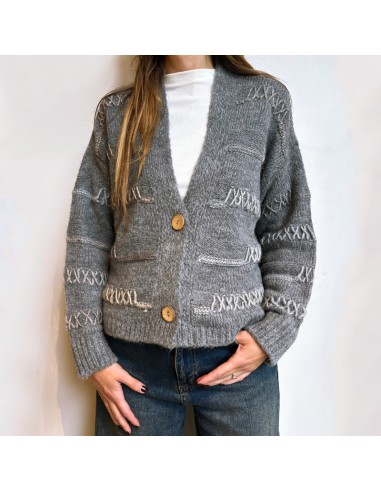 Susi Mix maglione in lana con greca grigio