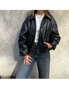 Lumina Bomber in ecopelle nero 2