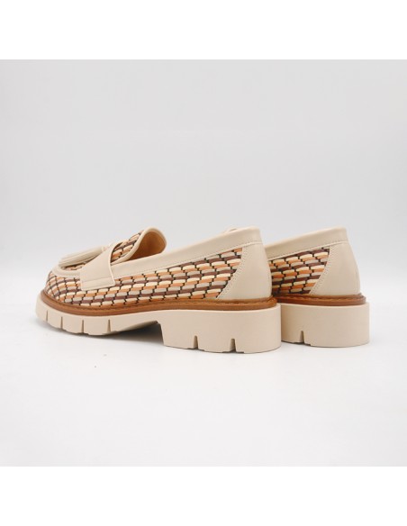 Pasinetti mocassino in rafia multicolor con nappine