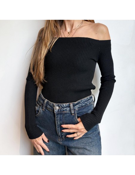 Susy Mix maglia a barchetta nero