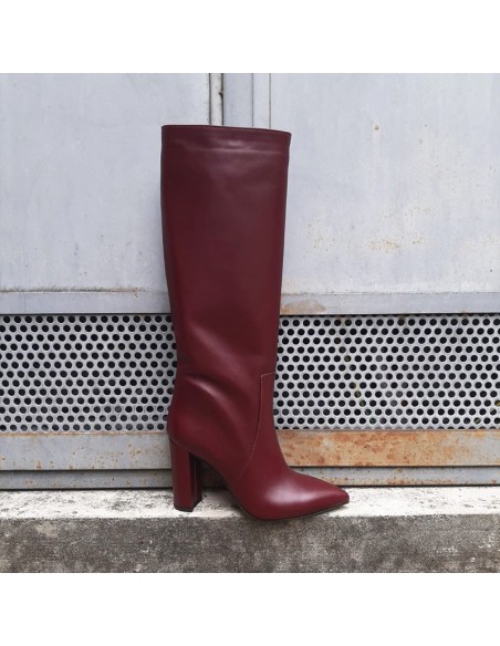 Ovyé stivale tacco 10 bordeaux