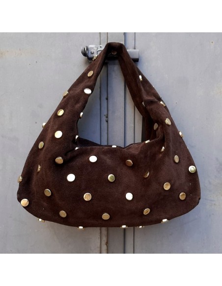 Borsa camoscio t.moro con maxi-borchie