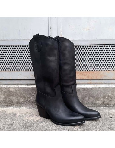 Texano in pelle invecchiata nero