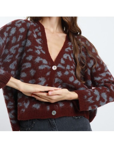 Susi Mix cardigan animalier vino