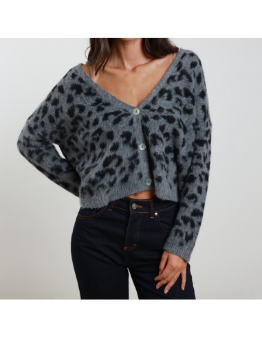 Susi Mix cardigan animalier grigio