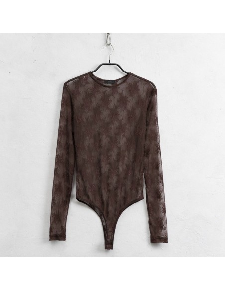 Lumina body in pizzo stretch moro