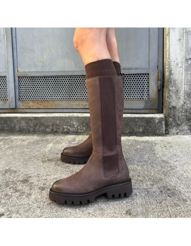 Pasinetti stivale in pelle marrone con elastico