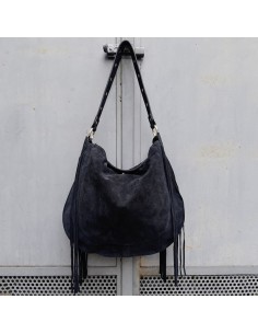 Borsa in camoscio nero con...