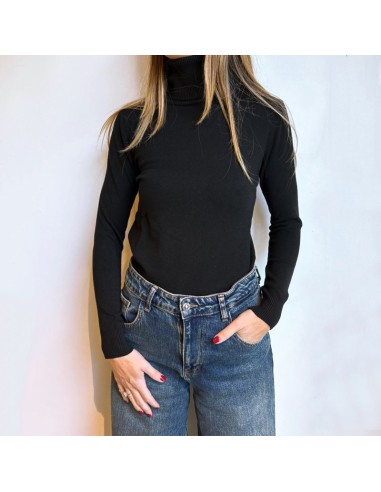 Maglia collo alto in viscosa nero