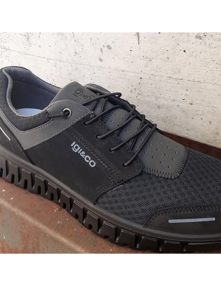IGI&CO 7617300 sneakers in pelle e tessuto nera