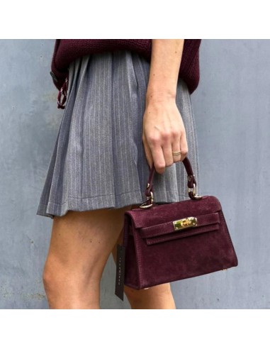 Pasinetti mini-bag trapezio in camoscio bordeaux
