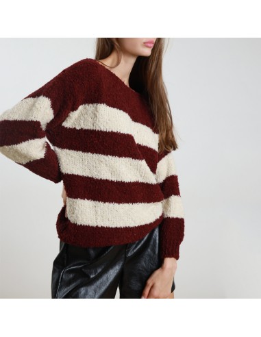 Susy Mix maglione a righe bouclé vino
