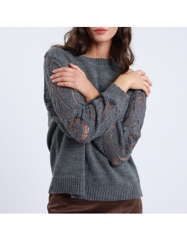 Susi Mix maglia con manica crochet grigio