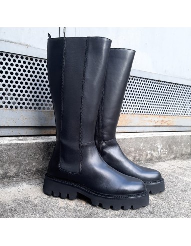Pasinetti stivale in pelle nero con elastico