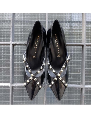Pasinetti decolleté incrocio + borchie nero