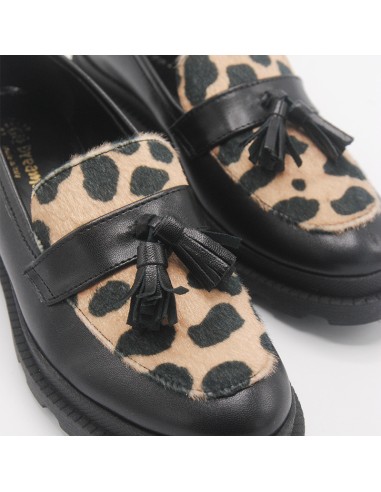 Mocassino nero con inserti in cavallino Mocassino nero con inserti in cavallino