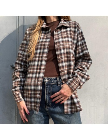 Camicia check bianco/marrone