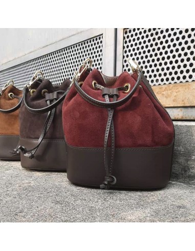 Secchiello bordeaux pelle liscia+camoscio
