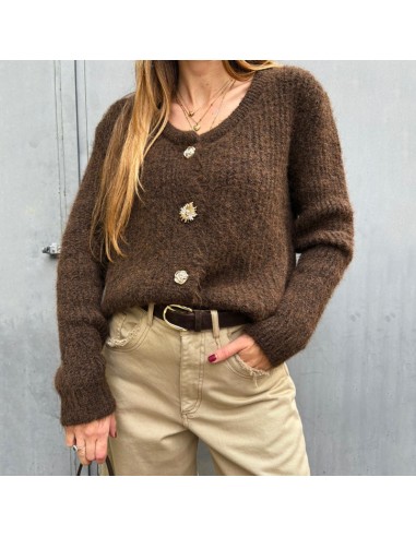 Susy Mix cardigan moro con bottoni a gioiello 