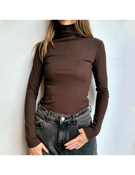 Lumina dolcevita marrone con strass