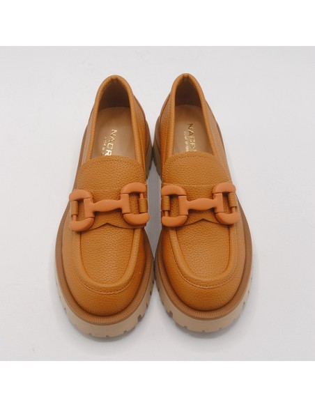 NACREE MOCASSINO CUOIO CON MORSETTO IN TINTA