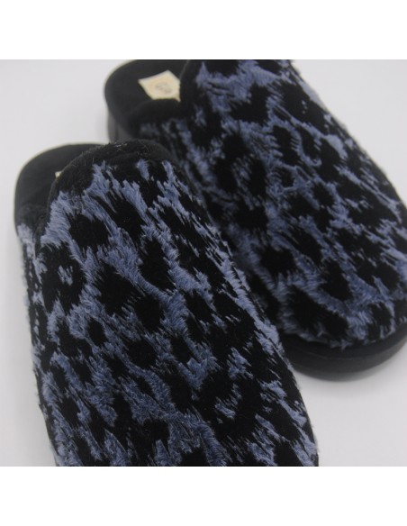 GiòDreams ciabatta animalier petrolio/nero