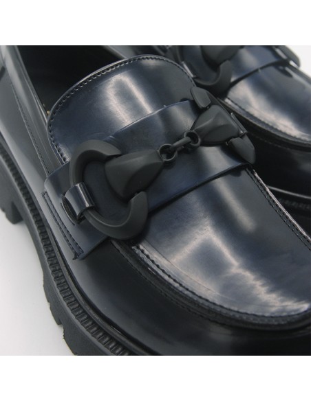 Pasinetti mocassino blu con morsetto opaco